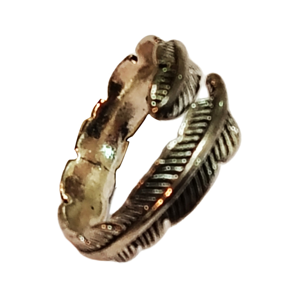 Silver Tone Wraparound Feather Adjustable Ring - Style 3